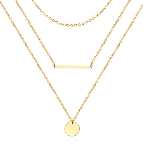 Stainless Steel Halsketten Set 3 Ketten 18 Karat vergoldet