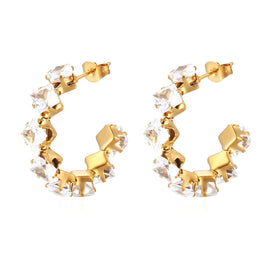 Stainless Steel Ohrring „Queen“ 18 Karat vergoldet