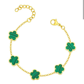 Stainless Steel Armband „Kleeblatt“ 18 Karat vergoldet