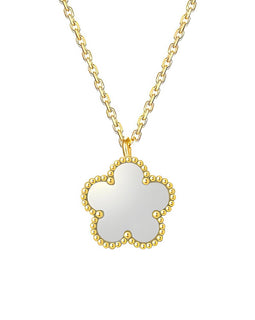 Stainless Steel Halskette "Weiße Blume" 18 Karat vergoldet