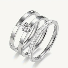 Stainless Steel Ring "First Love" Silber Größe 8