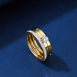 Stainless Steel Ring "First Love" 18 Karat vergoldet Größe 9