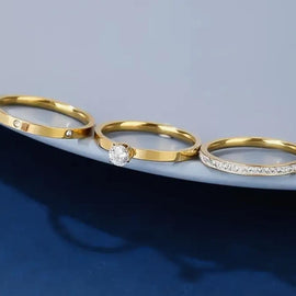 Stainless Steel Ring "First Love" 18 Karat vergoldet Größe 9