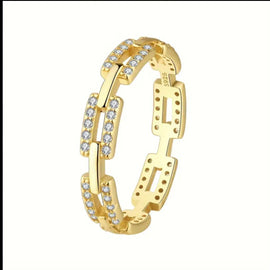 925 Silber Ring "Temprament" 18 Karat vergoldet Größe 9