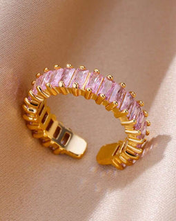 Stainless Steel Ring "Purple Diamond" 18 karat vergoldet