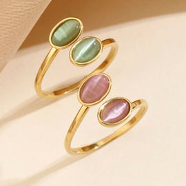 Stainless Steel Ring Stone  18 Karat vergoldet