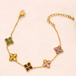 Stainless Steel Armband Flower 18 Karat vergoldet