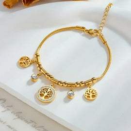 Stainless Steel Armband "Magic Tree" 18 Karat vergoldet