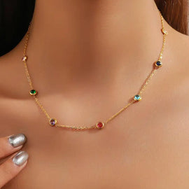 Stainless Steel Halskette "Rainbow" 18 Karat vergoldet 40/45cm Länge