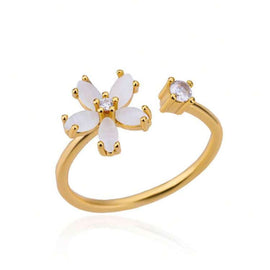 Stainless Steel Ring "White Flower" 18 Karat vergoldet
